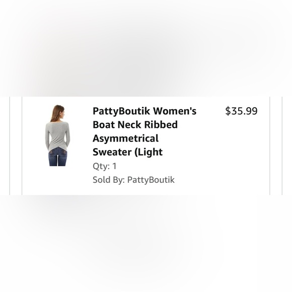 pattyBoutik boatneck asymmetrical light grey sweater Size S - Picture 3 of 3